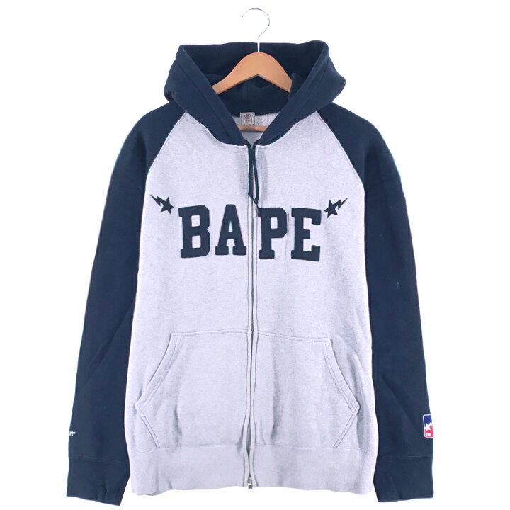 楽天市場】A BATHING APE BAPEロゴワッペン ZIPパーカー Lサイズ 