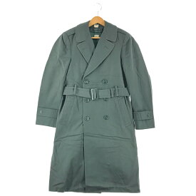 34R ミリタリー トレンチ オーバーコート グリーン ロング アウター ライナー付 military coat 緑 送料無料【中古】k-0678