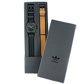 Adidas アディダス 時計 ギフトセット 替えベルト付き メンズ レディース兼用 腕時計 プロセス ブラックナイロン ブラウンレザー CK3126 ペアにおすすめ ペアセット カップル 誕生日プレゼント 内祝い 父の日 お祝い