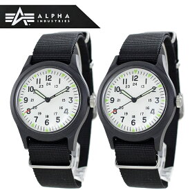ALPHA アルファ社 MA-1に合う ペアウォッチ ミリタリー 腕時計 カップル 親子ペア お揃い 腕時計 アルファインダストリーズ 両親 プレゼント シンプル アナログ ブラック ミリタリーウォッチ ナイロンベルト 内祝い 父の日 お祝い