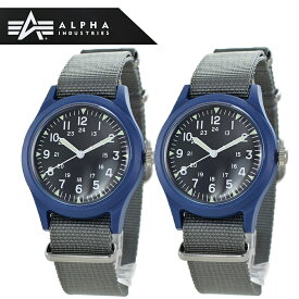 ALPHA アルファ社 MA-1に合うペアウォッチ ミリタリー 腕時計 カップル 親子ペア お揃い 腕時計 アルファインダストリーズ 両親 プレゼント シンプル アナログ ブルー ミリタリーウォッチ ナイロンベルト 内祝い 父の日 お祝い