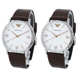 ペア収納BOX付き!エンポリオアルマーニ ペアウォッチ 同じサイズ 2本セット シェア KAPPA カッパ 茶 ブラウン レザー AR11173AR11173 誕生日プレゼント ポイント消化 クリスマス プレゼント ラン