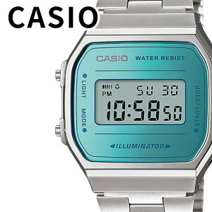 カシオ デジタル 腕時計 メンズ レディース キッズ 男女兼用 シンプル レトロ CASIO 時計 おしゃれ ブルー 水色 シルバー メタルバンド 中学生 高校生 誕生日プレゼント 彼氏 彼女 父 母 記念日