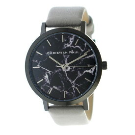 クリスチャンポール 時計 レディース 腕時計 35mm ブラックマーブル 大理石柄 ブラックケース グレー レザー MBB3502(MAR-23) カップル 女性 時計 誕生日プレゼント 内祝い 父の日 お祝い