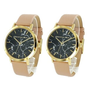 【ペアBOX付き】クリスチャンポール 腕時計 手表 ペアウォッチ メンズ レディース ペア 大理石調 天然皮革 レザー ヌードベージュ MR-04BGMR-04BG 誕生日プレゼント クリスマス プレゼント ラン