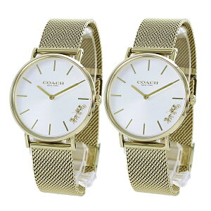 【ペア収納ケース付】コーチ 腕時計 手表 ペアウォッチ ボーイズサイズ 同じサイズ 2本セット シェア シンプル 大人上品 PERRY ペリー ゴールド メッシュベルト 1450312514503125 誕生日プレゼント