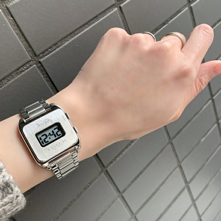 楽天市場 オシャレ ブランド 腕時計 コーチ におすすめ 女性 女友達 ママ友 母親 誕生日 Darcy Digital レディース レトロ デジタル シルバー ブレスレット ウォッチ 合格 入学 卒業 社会人 ブランド腕時計 Nopple