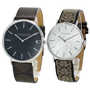 コーチ 腕時計 手表 ペアウォッチ メンズ レディース ペア カップル 両親 夫婦 おくりものオシャレ ギフト ダークブラウン ブラウン レザー 時計 クリスマス プレゼント ランキング お祝い