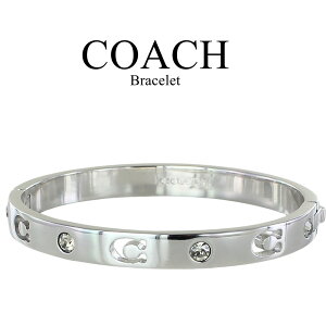正規品】COACH コーチ シルバー シグネチャーラインストーン バングル 