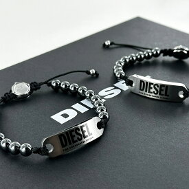 ペア ブレスレット ディーゼル アクセサリー ペアルック カップル 夫婦 プレゼント Diesel ブランド 数珠タイプ ブラック ペアブレスレット お揃い プレゼント ユニセックス 卒業 入学 お祝い