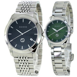 ペアウォッチ グッチ ペア 腕時計 手表 婚約 結婚 記念日 両親 高級時計 GUCCI Gタイムレス メンズ レディース お揃い カップル ペアギフト ブラック グリーン ブレスレットウォッチ クリスマ