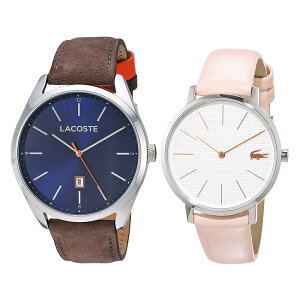 【時計&指輪収納BOXつき】ラコステ 時計 ペアウォッチ 2本セット 腕時計 手表 ブラウン ピンク レザー 革ベルト 20109102001070ペアセット カップル 誕生日ギフト 記念日 クリスマス プレゼント