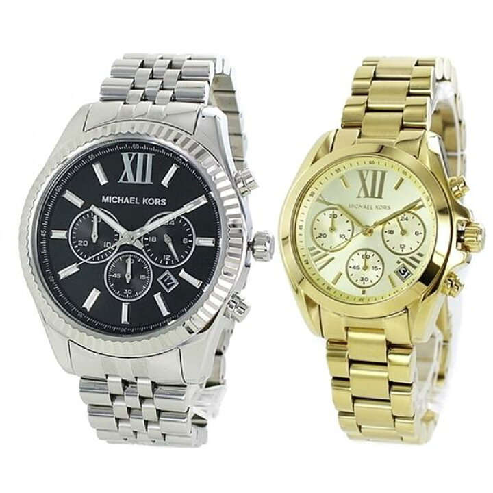 楽天市場 ペア カップル 代 30代 ペアウォッチ ブランド マイケルコース 腕時計 メンズ レディース 日付 カレンダー シルバー イエローゴールド 時計 合格 入学 卒業 社会人 ブランド腕時計 Nopple
