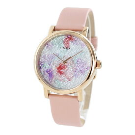 タイメックス 腕時計 レディース 女性 花柄 かわいい インスタ映え 彼女 ローズゴールド ピンク レザー 革 並行輸入 内祝い 母の日 お祝い