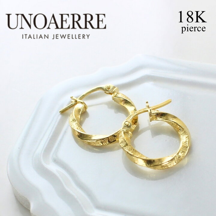 楽天市場】ウノアエレ 18金 ピアス K18 18K レディース フープピアス 