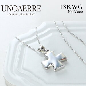 ショッパー付き ウノアエレ 18金 特別なギフトに ホワイトゴールド ネックレス ペンダント K18WG K18 18K 金 イタリア製 日常使い 大人 上品 おしゃれ シンプル 誕生日プレゼント 彼女 妻 母 女友