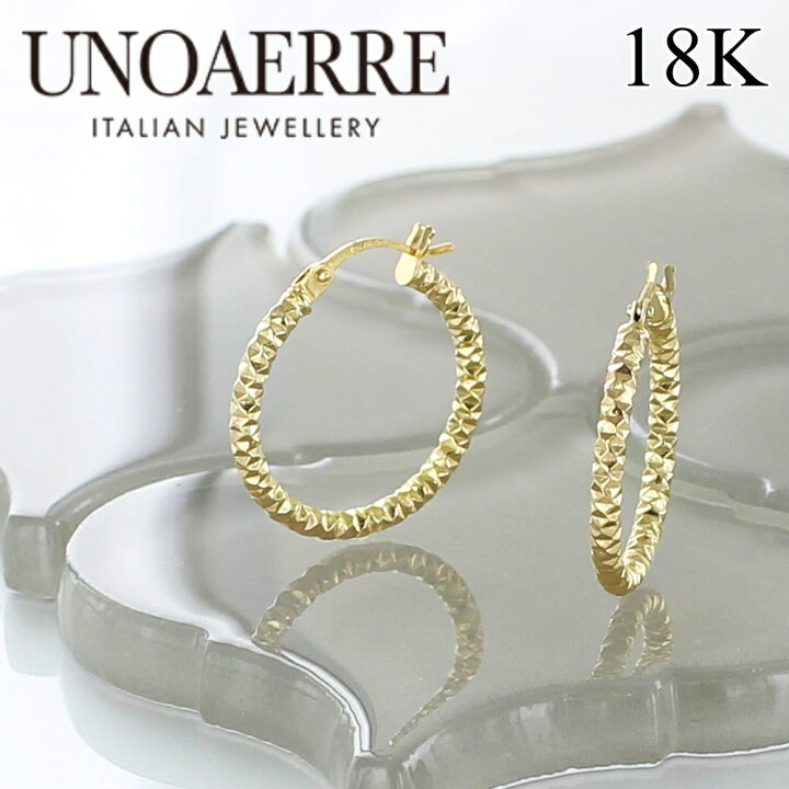 楽天市場】18金 ピアス ウノアエレ K18 フープピアス レディース 18K 