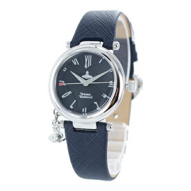 Vivienne Westwood ヴィヴィアン ウエストウッド 時計 レディース 腕時計 チャーム付き 32ミリ シルバー ネイビー レザー 革ベルト VV006SLDBL 誕生日プレゼント 卒業 入学 お祝い