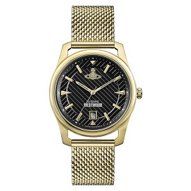 ヴィヴィアン ウエストウッド 時計 メンズ 腕時計 ブラック文字盤 ゴールド メッシュ ステンレス VV185BKGD 誕生日プレゼント 卒業 入学 お祝い