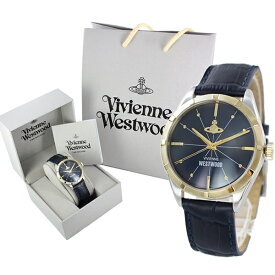 【ブランドショッパー付き】 ヴィヴィアン ウエストウッド 時計 メンズ 腕時計 CONDUIT コンジット ゴールド シルバーケース ネイビー レザー VV192NVNV 誕生日プレゼント 内祝い 母の日 お祝い