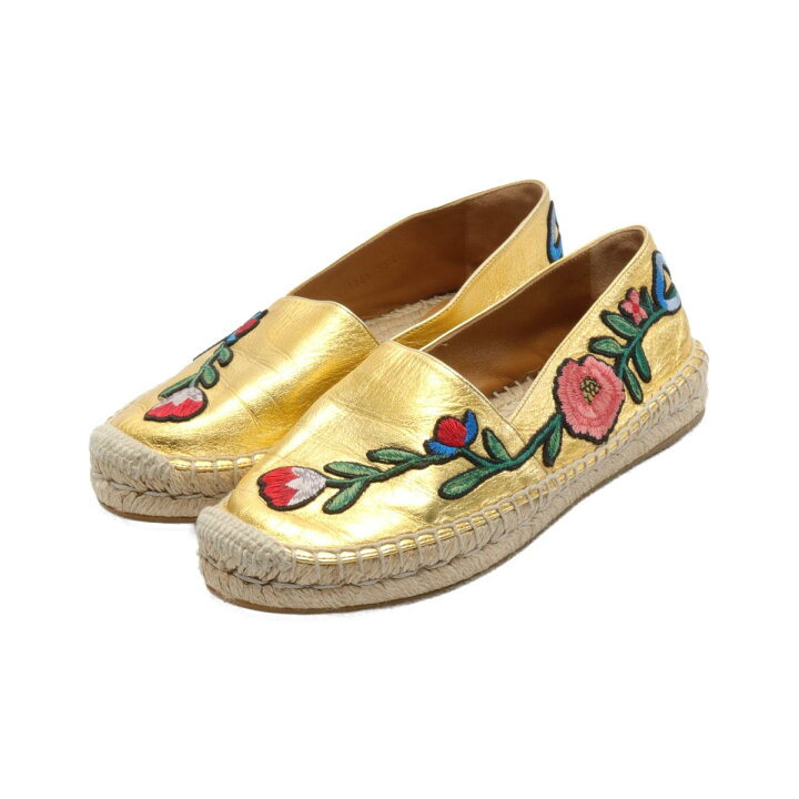 楽天市場】グッチ GUCCI スリッポン 靴 レザー レディース ゴールド系 
