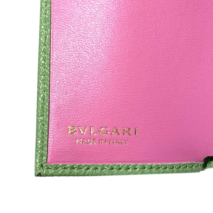 BVLGARI バイカラー三つ折り財布 グリーン×ピンクブルガリブルガリ 