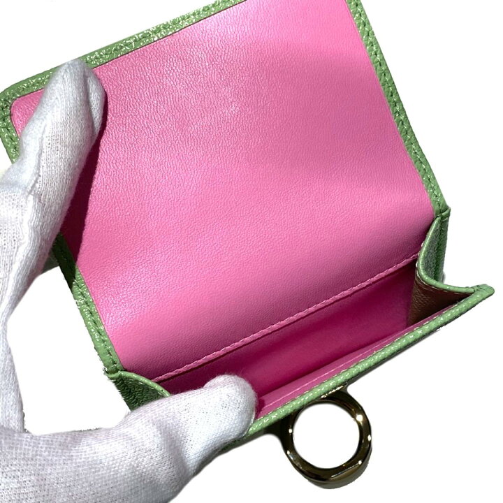 BVLGARI バイカラー三つ折り財布 グリーン×ピンクブルガリブルガリ 