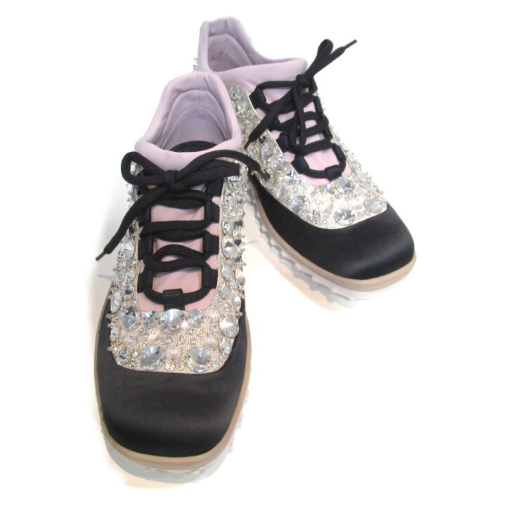 楽天市場】ミュウ ミュウ Miu Miu ビジュー サテン スニーカー  