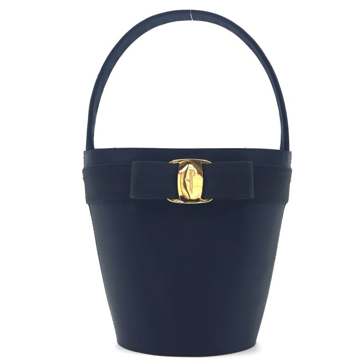 Salvatore Ferragamo ネイビー リボン型バレッタ SalvatoreFerragamo  