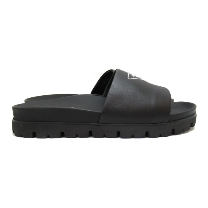 美品 PRADA プラダ 2X3002 ベルクロ レザー スライド サンダル  