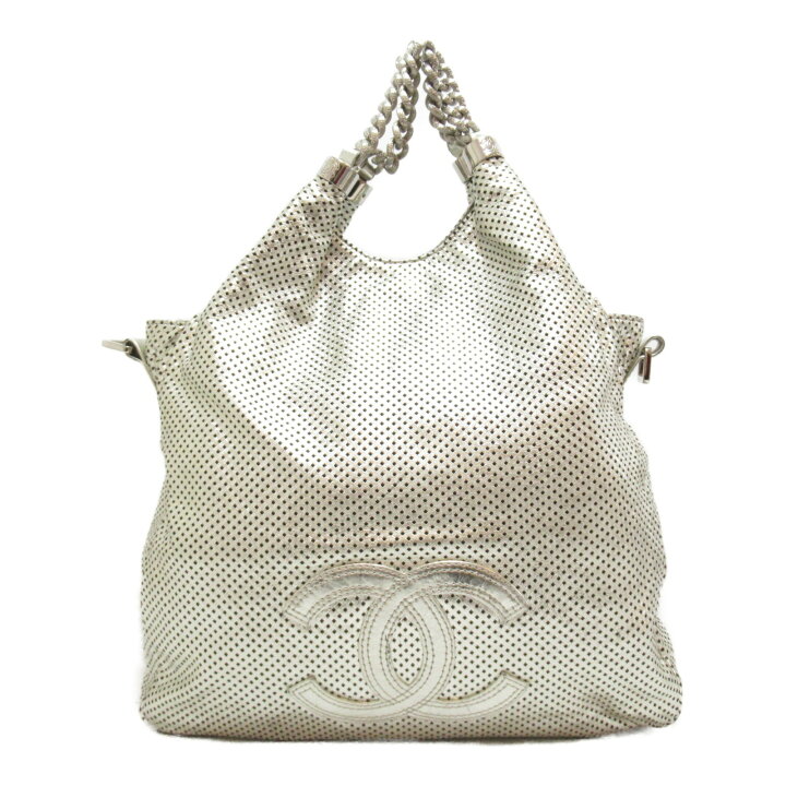 楽天市場】シャネル CHANEL パンチングレザー チェーンハンドバッグ 