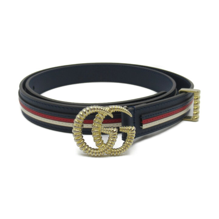 楽天市場 10 まで 全品p5倍 最大3万円offクーポン グッチ Gucci ベルト ベルト 衣料品 レザー レディース ネイビー系 中古 Brandoff Tokyo