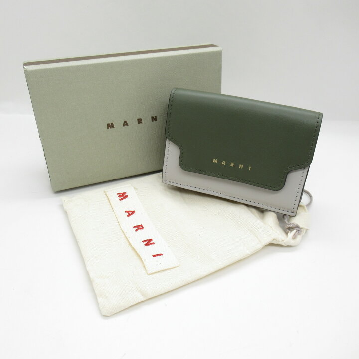 楽天市場】マルニ MARNI 三つ折り財布 財布 レザー レディース カーキ  