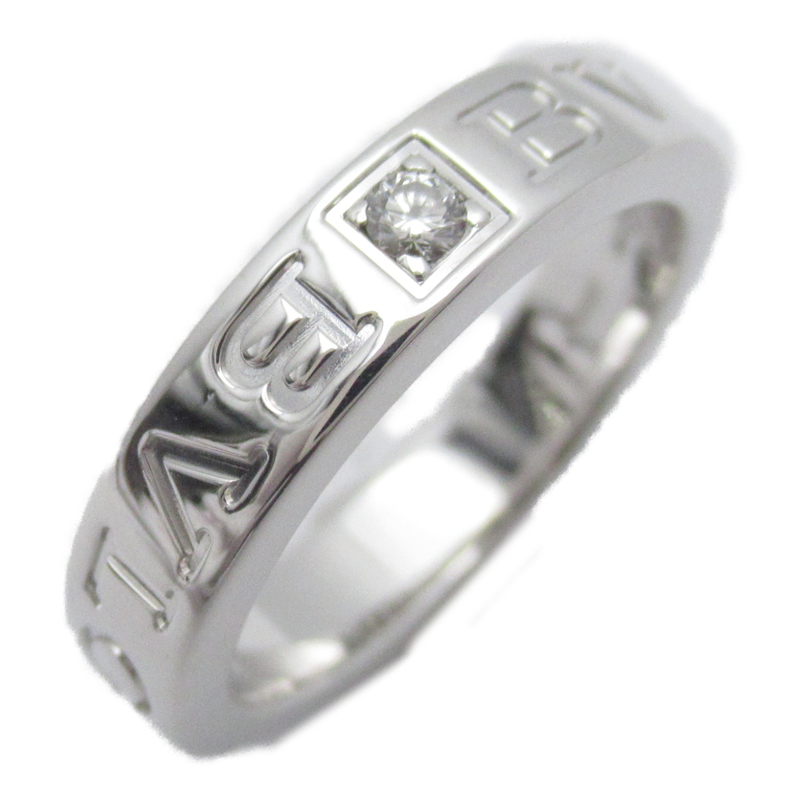 ブルガリ BVLGARI ダブルロゴ 1Pダイヤモンド リング リング・指輪 ジュエリー K18WG（ホワイトゴールド） レディース クリア系 