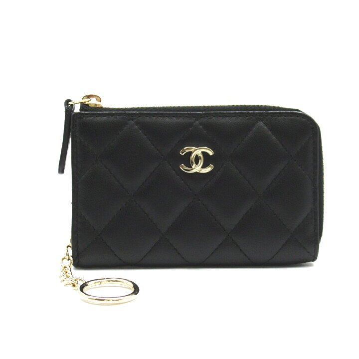 CHANEL コインケース 黒 レザー 本物 CHANEL ブラックレザー コインケース