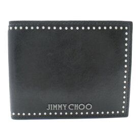 ジミーチュウ JIMMY CHOO 二つ折り財布 二つ折り財布 財布 レザー メンズ レディース ブラック系 【中古】