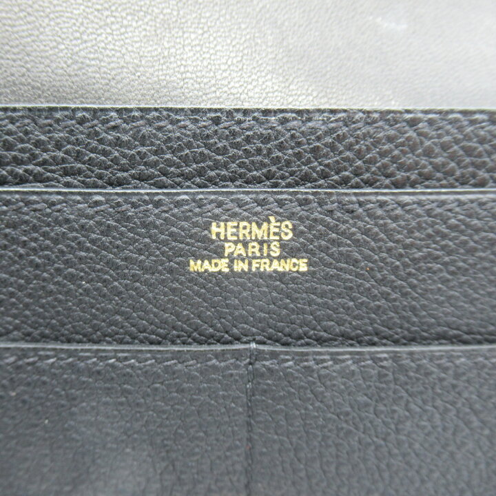 楽天市場】エルメス HERMES ドゴンGM ブラック 二つ折り長財布 財布 
