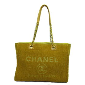 シャネル CHANEL ドーヴィルライン トートバッグMM トートバッグ バッグ ベロア レディース イエロー系 マスタード 【中古】