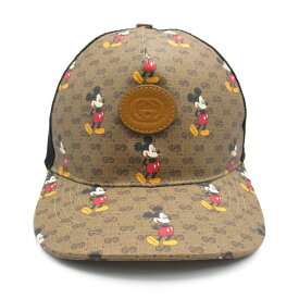 グッチ GUCCI キャップ ディズニーコラボ ミッキー キャップ 帽子 ポリエステル コットン ナイロン メンズ レディース ブラウン系 602979.4Hi85 【中古】