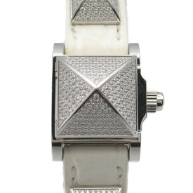 エルメス HERMES メドール 腕時計 時計 ステンレススチール アリゲーター革 レディース ホワイト系 ME2.130 【中古】