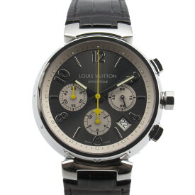 ルイ・ヴィトン LOUIS VUITTON タンブールクロノ 腕時計 時計 ステンレススチール 革 メンズ グレー系 Q1120 【中古】