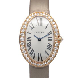 カルティエ CARTIER ベニュワールSM ダイヤベゼル 腕時計 時計 K18PG（ピンクゴールド） レザーベルト レディース シルバー系 WB520004 【中古】