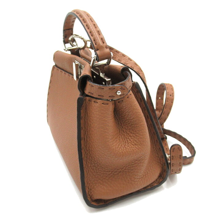 美品 FENDI フェンディ セレリア レザーバッグ ハンドバッグ ブラウン  