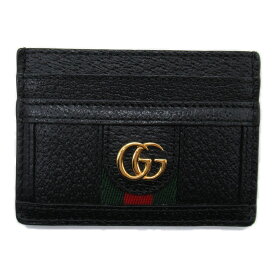 グッチ GUCCI カードケース カードケース アクセサリー レザー メンズ レディース ブラック系 523159 【中古】