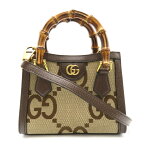 グッチ GUCCI ジャンボGG 2wayショルダー 2wayショルダーバッグ バッグ キャンバス レザー バンブーハンドル レディース ベージュ系 / ブラウン系 655661 【中古】