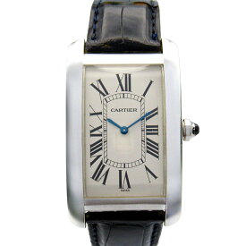 カルティエ CARTIER タンクアメリカンLM 腕時計 時計 K18WG（ホワイトゴールド） レザーベルト クロコ革 レディース ホワイト系 W2601356 【中古】