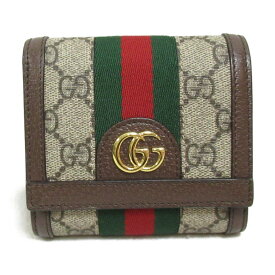 グッチ GUCCI GGスプリーム 二つ折財布 二つ折り財布 財布 PVCコーティングキャンバス レディース ブラウン系 598662 【中古】