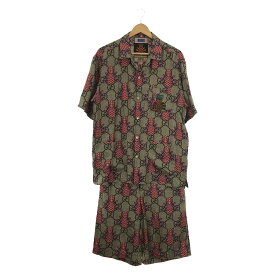 グッチ GUCCI シャツ/パンツ(セットアップ) セットアップ 衣料品 シルク メンズ カーキ系 【中古】