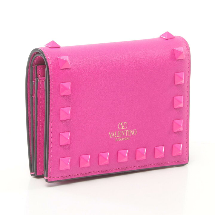 ヴァレンチノ スタッズ二つ折り財布 ブランドオフ Valentino レザー 二  