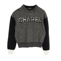 カシミヤ/シルク】シャネル ニット プルオーバー 36 グレー シルバー 